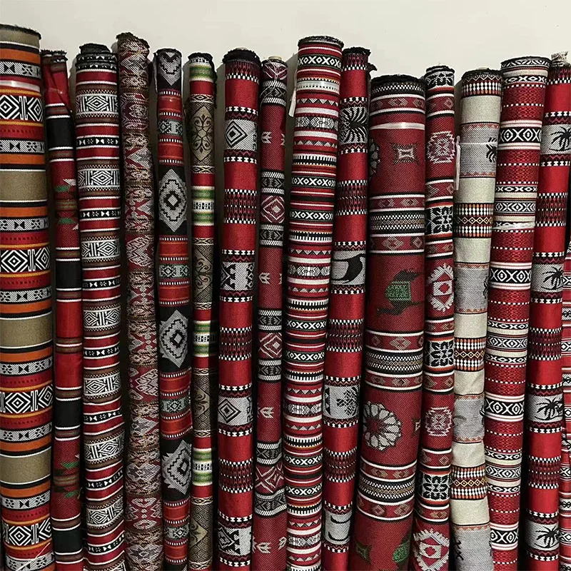 Free Sample Middle east style fabric polyester jacquard arabic sadu fabric for sofa sadu fabric for saudi