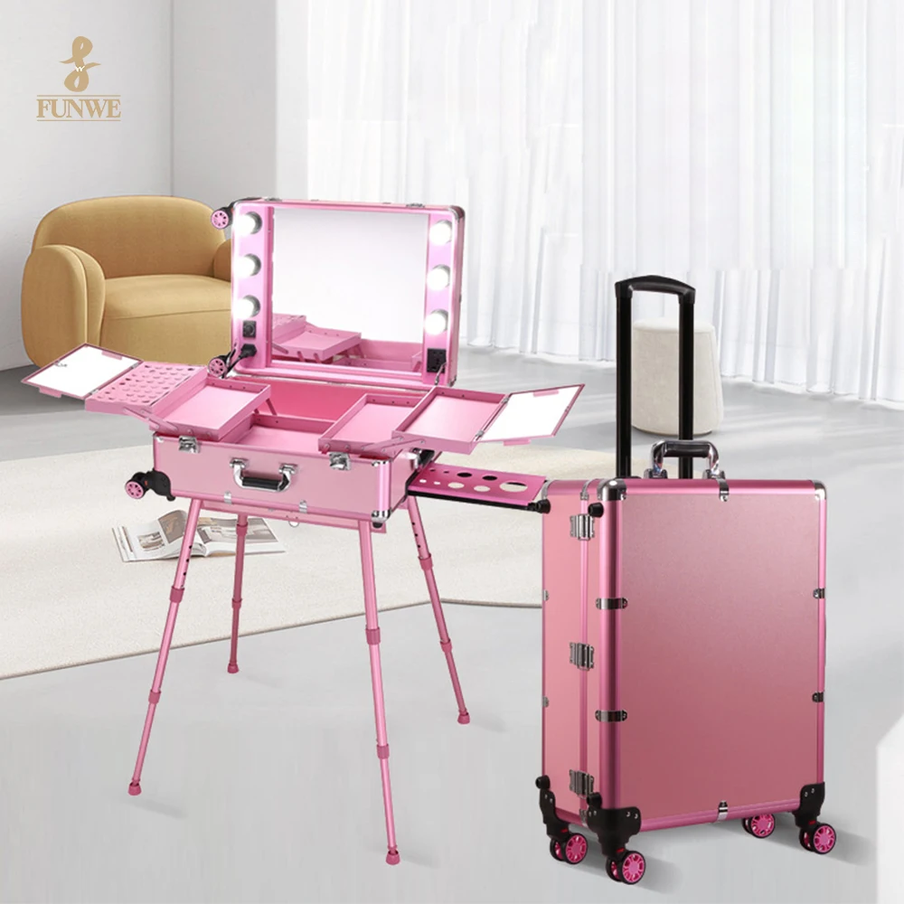 Cosmetic Train Case Aluminum Carrying Hand Professional Beauty Case Travel, Beauty Case Aluminum With Color Profile