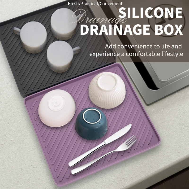 Термостойкий красочный кухонный большой нескользящий Силиконовый коврик для посуды быстросушительный