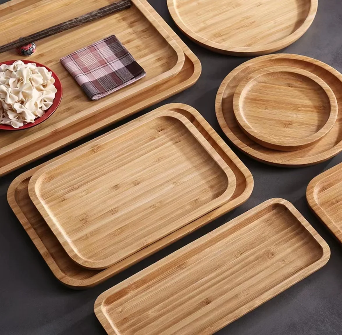 Декоративный прямоугольный деревянный поднос для кухни овальные бамбуковые подносы еды завтрака кофе