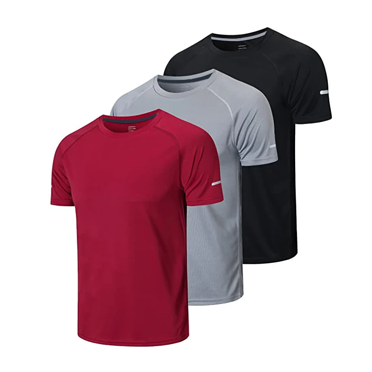 Factory Supply Custom Brand Solid Color Blank  t Shirt For Men polyester shirt Quick Dry Plain T-shirt