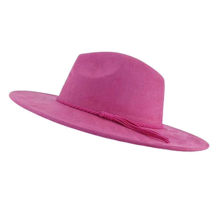 wholesale customised high quality felt cap unisex sombrero panama hat large size purple fedora hat for women unisex