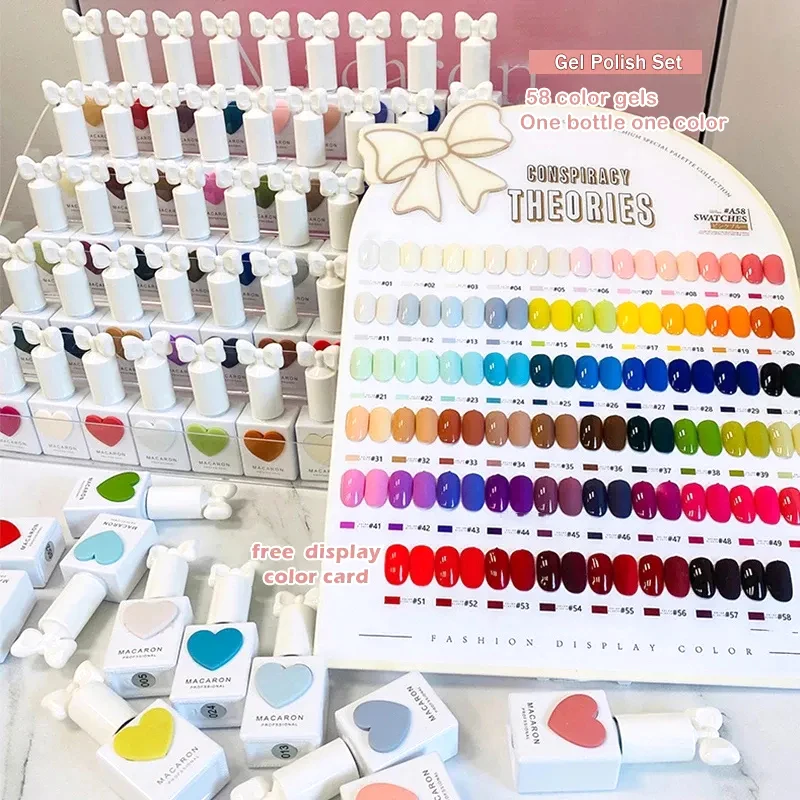 Wholesale Hot Sale Professional Custom Logo Private Label Nail Polish Set 60 Colors Macaron Uv Gel Polish With Display