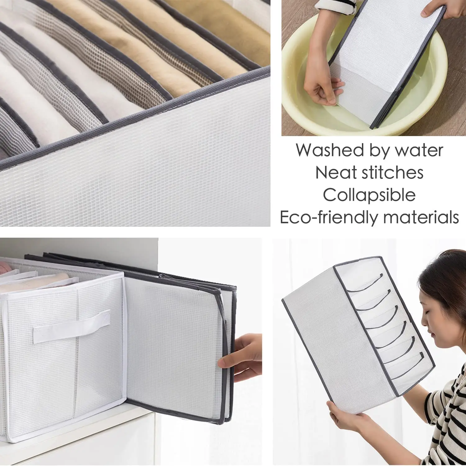 Washable Wardrobe mesh Clothes Closet Organizers 7 Grids T shirt Jeans Drawer Mesh Separation Box Visible closet organization