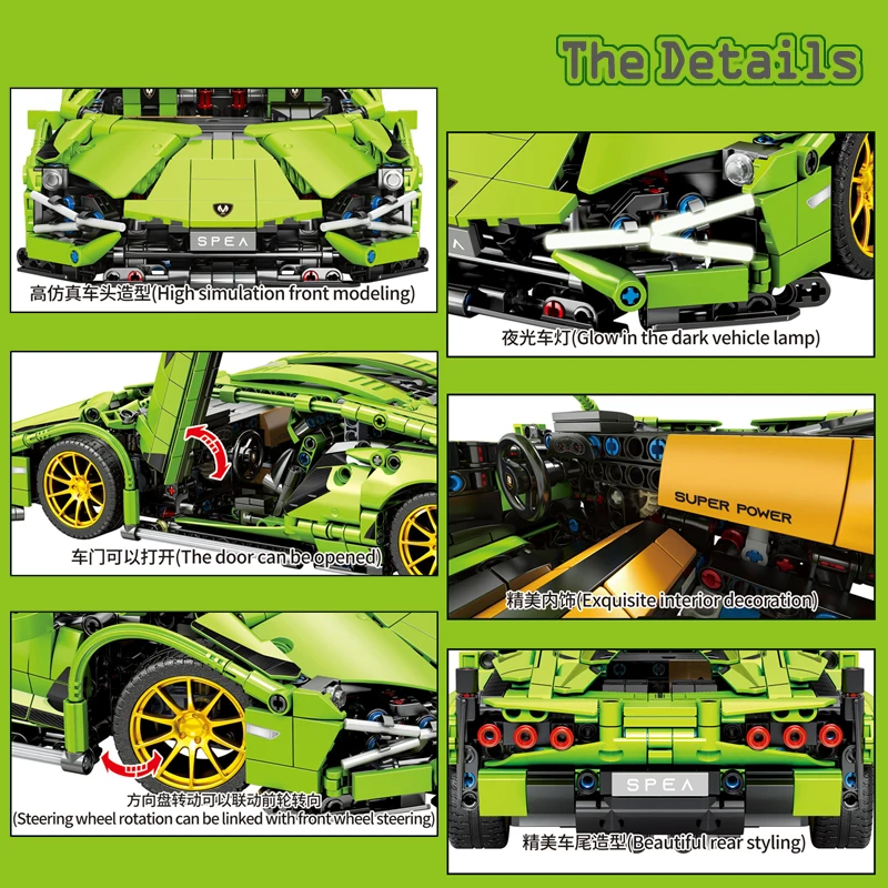 1254+pcs Mechanical Racing Car Building Blocks DIY Set ABS Plastic Bricks Children Toys 8600