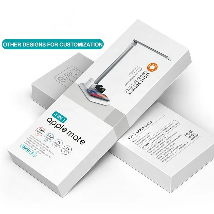 Qunhui QI Standard Wireless Charging LED Desk Lamp With Type-C USB Charging Port Adjustable Brightness Student Table Lamp