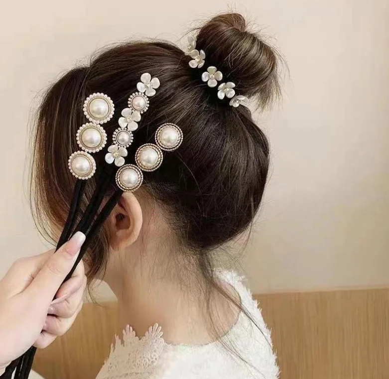 Korea Contracted Hairpin Temperament Elegant Flower Bud Hair Acted Role of Fluffy Ball Head Dish Hair Artifact