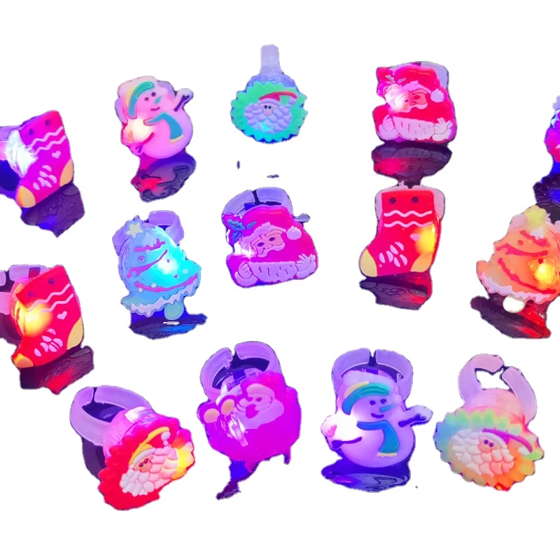 Christmas Party Toy Light Glowing Toys Luminous Glitter Light Up Ring  Kids Led Light Up Finger Ring