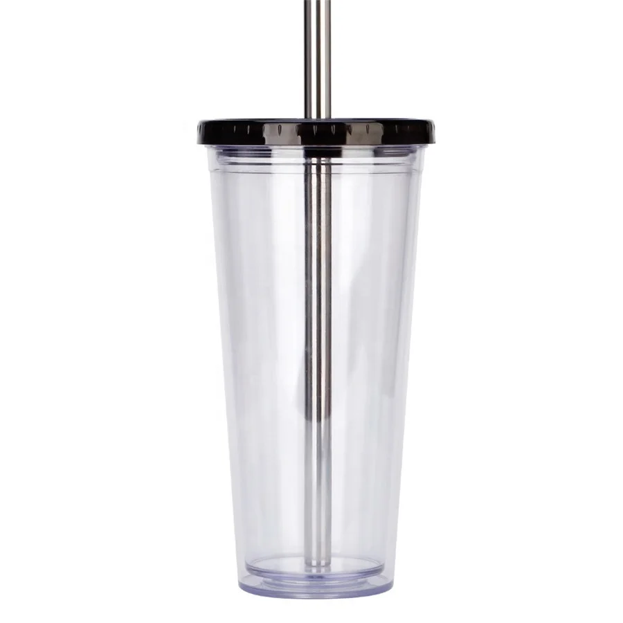 Экологичные многоразовые соломы Боба чашки 24 oz акриловый косметический дисплей, акриловый дисплей ювелирных изделий с двойными стенками из прозрачного пластика стакан