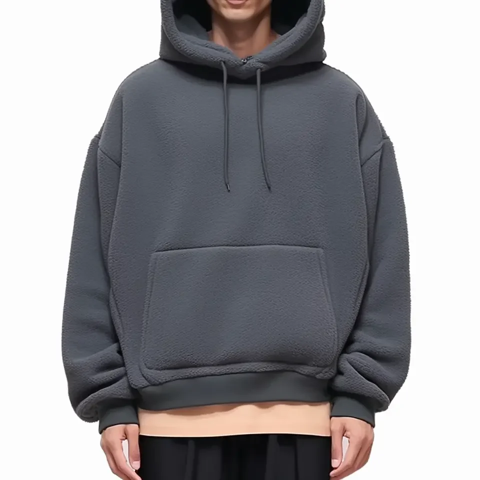 Wholesale customized logo double layer heavyweight hoodie tight neck with hood hoodie berber Fleece big and tall wear hoodie