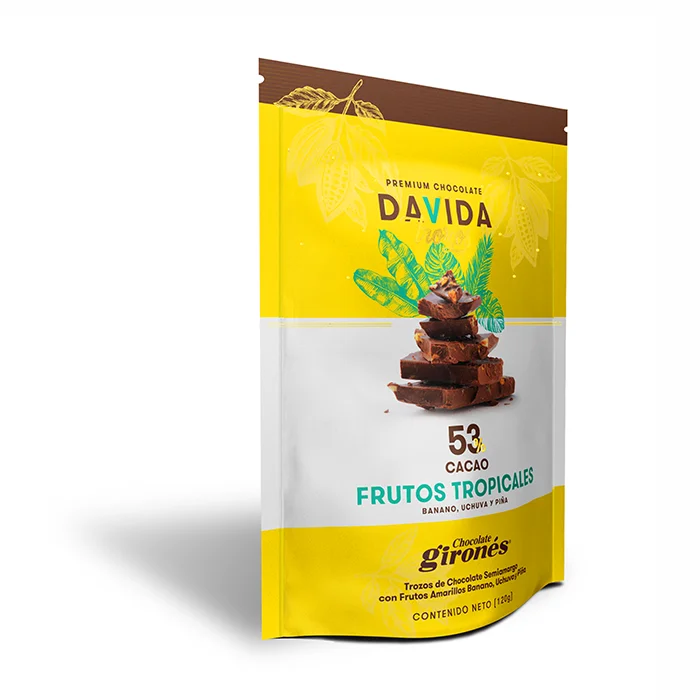 DAVIDA Semisweet Chocolate Barks 53% Cocoa Colombian Ingredients With Colombian Tropical Fruits Premium Cocoa