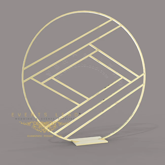 Golden Round With Diamond Shape New Design Wedding Flower Panel Stand