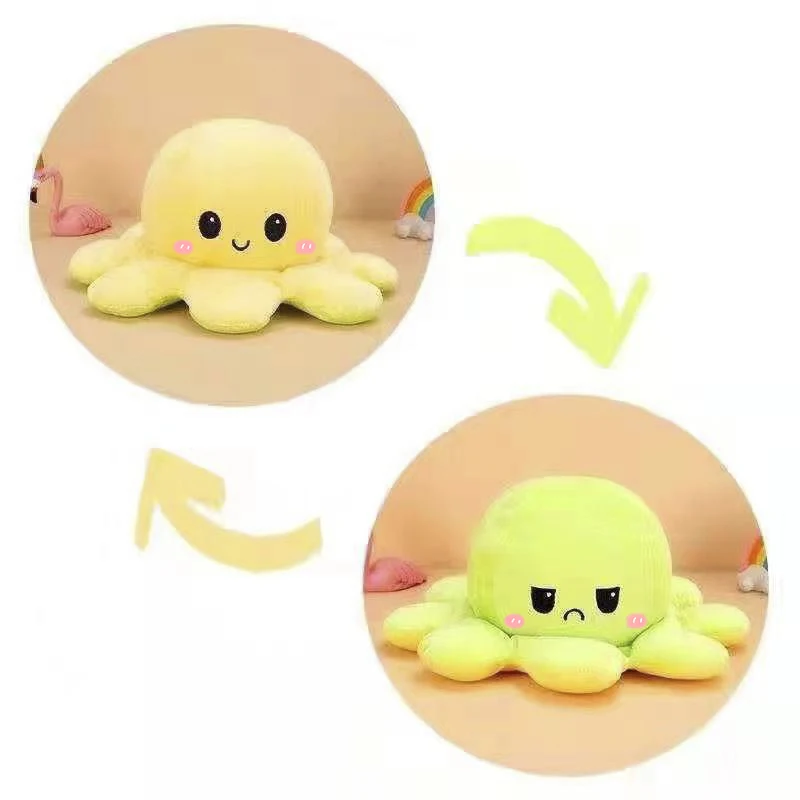40Cm Wholesale Double-Sided Octopus Reversible Christmas Octopus Plush Pillow Plush Octopus Reversible