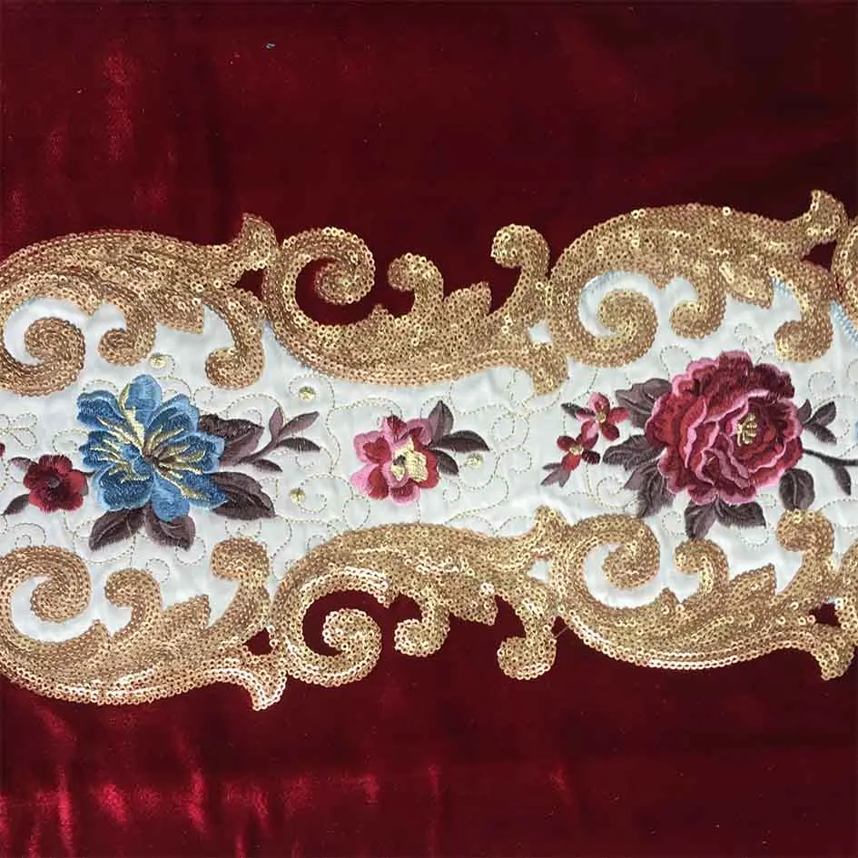 Wholesale Retro Style Customized Luxury Sequins Moroccan Embroidered Fabric For Sofas