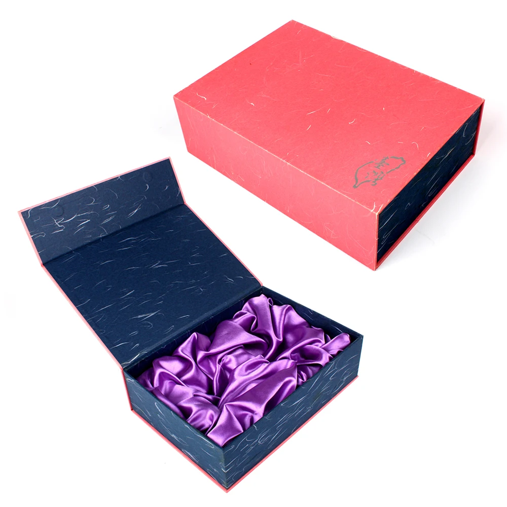 Custom Luxury Cardboard book shaped Gift Box Hair Packaging With Silk Cloth Inner Tray