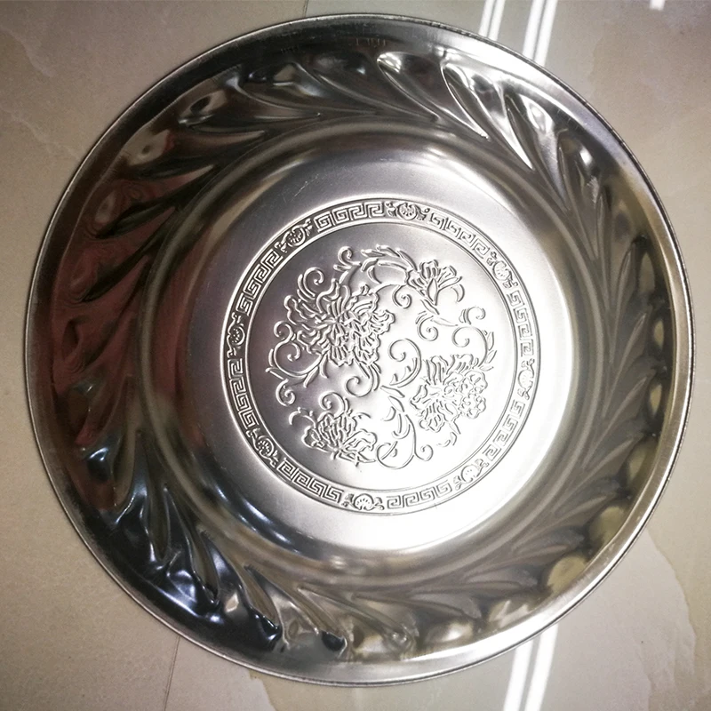 Stainless Steel Plate Tray Round Plate Pearl Cherry Tray For Fruits and Vegetables