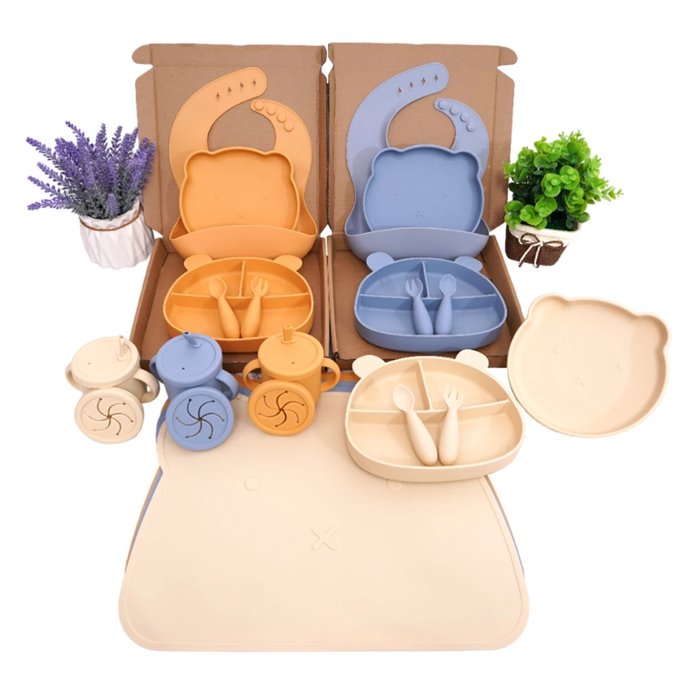 Baby Silicone Feeding Set Suction Animal Bear Shape Lfgb Kmart Jinjing Personalized Baby Custom Silicone Feeding Set
