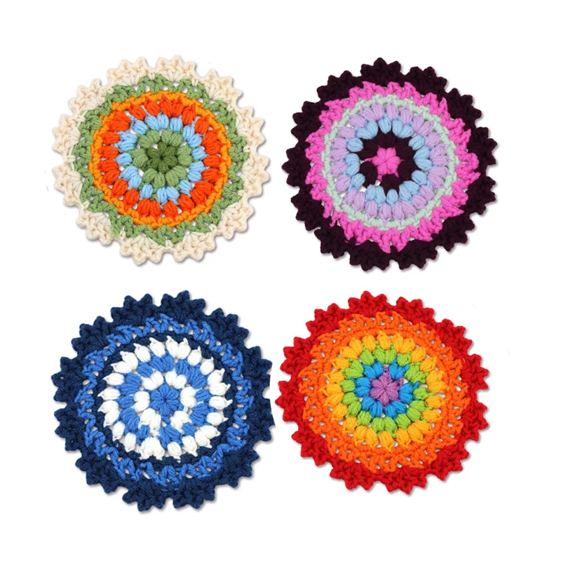 Beginner Crochet Starter Kit for Complete Beginners Adults Fun Soft Decorative Colorful flower coasters DIY Crochet Coaster sets