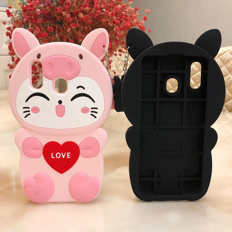 For Samsung Galaxy A20 3D Love Cat Cartoon Soft Silicon Phone Case Cover for Samsung Galaxy A30 Back Case
