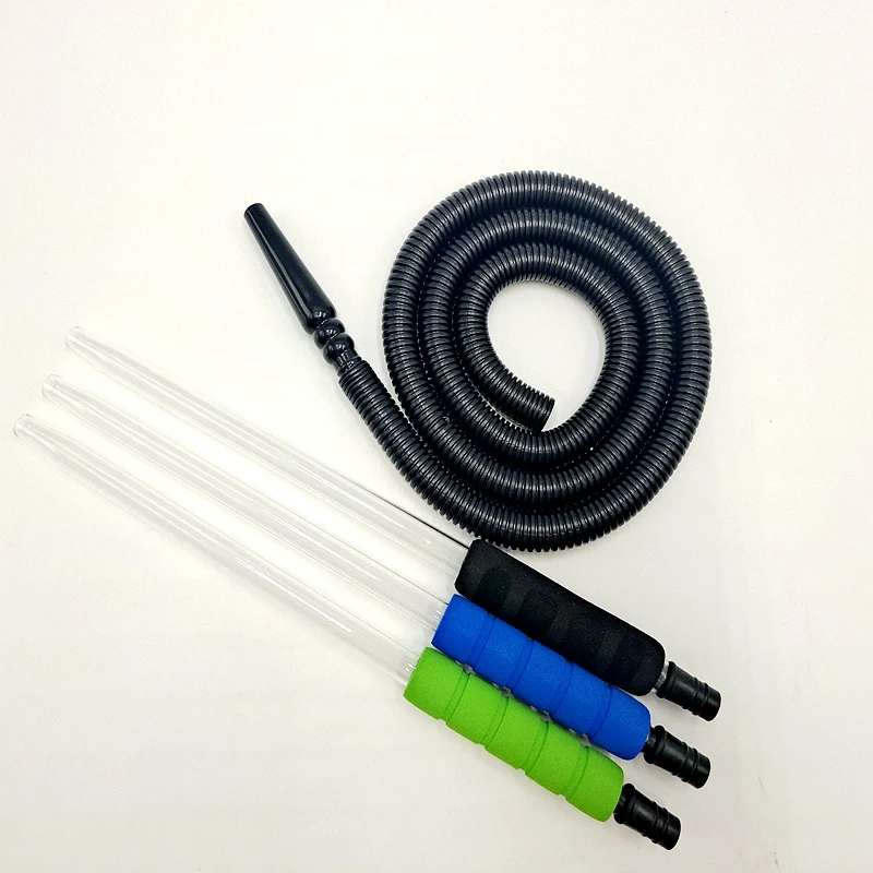 Disposable glass handle/Plastic handle hookah pipe Multi-color custom hookah pipe disposable hookah hose