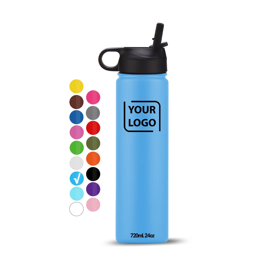 Vaccum Insulated Double Wall Custom Brand Bike Water Bottle with Straw