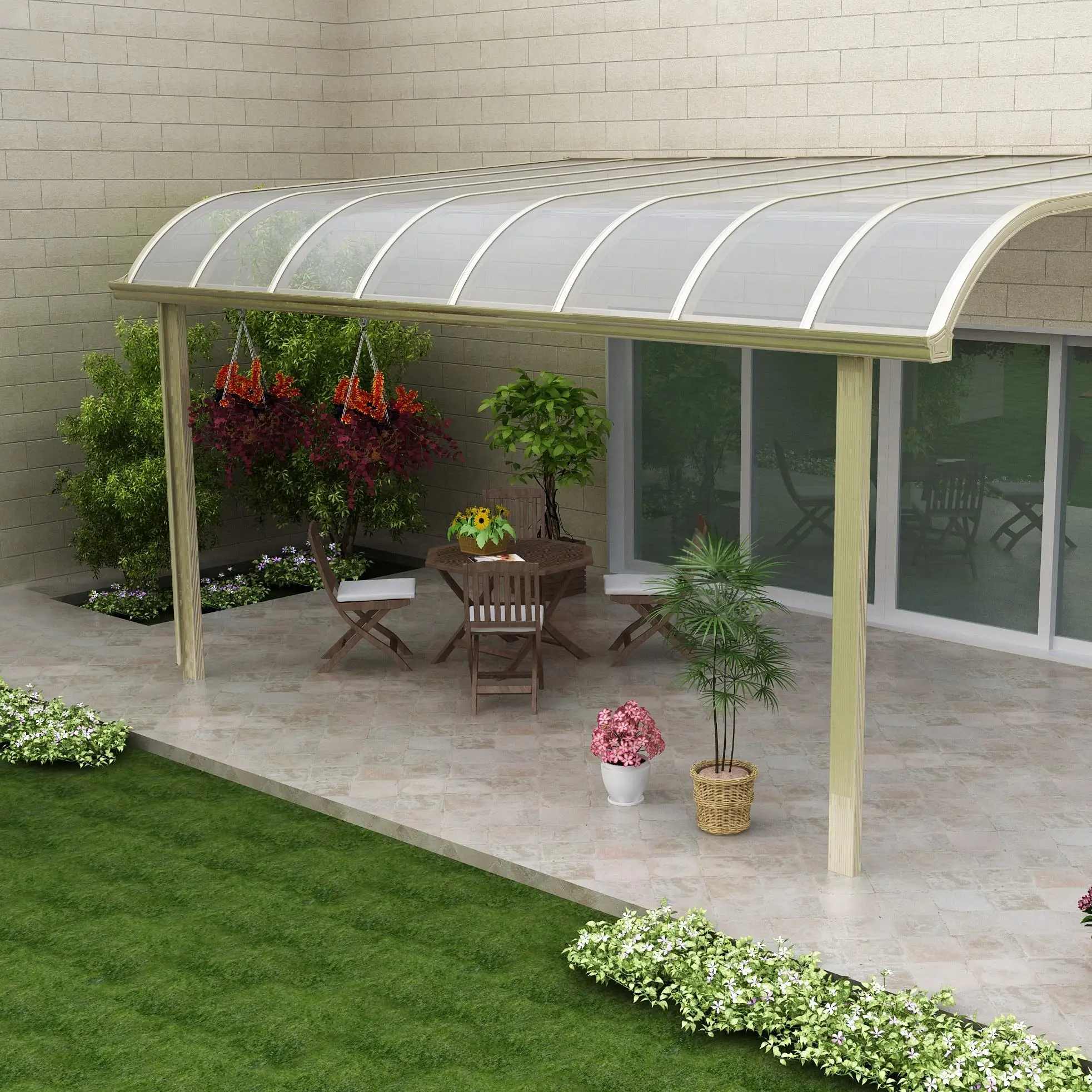 Free Standing Garden Restaurant Aluminum Patio Cover Polycarbonate Awning Front Door Canopy