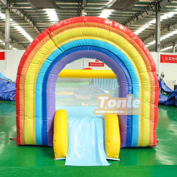 Коммерческий пастельный Радужный надувной мини-белый замок-батут для детской вечеринки