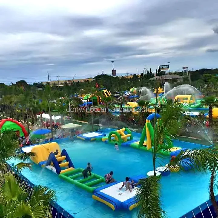 Commercial Grade Large Aqua On Water Floating Inflatable Water Park For Activity Events Carnival Resort