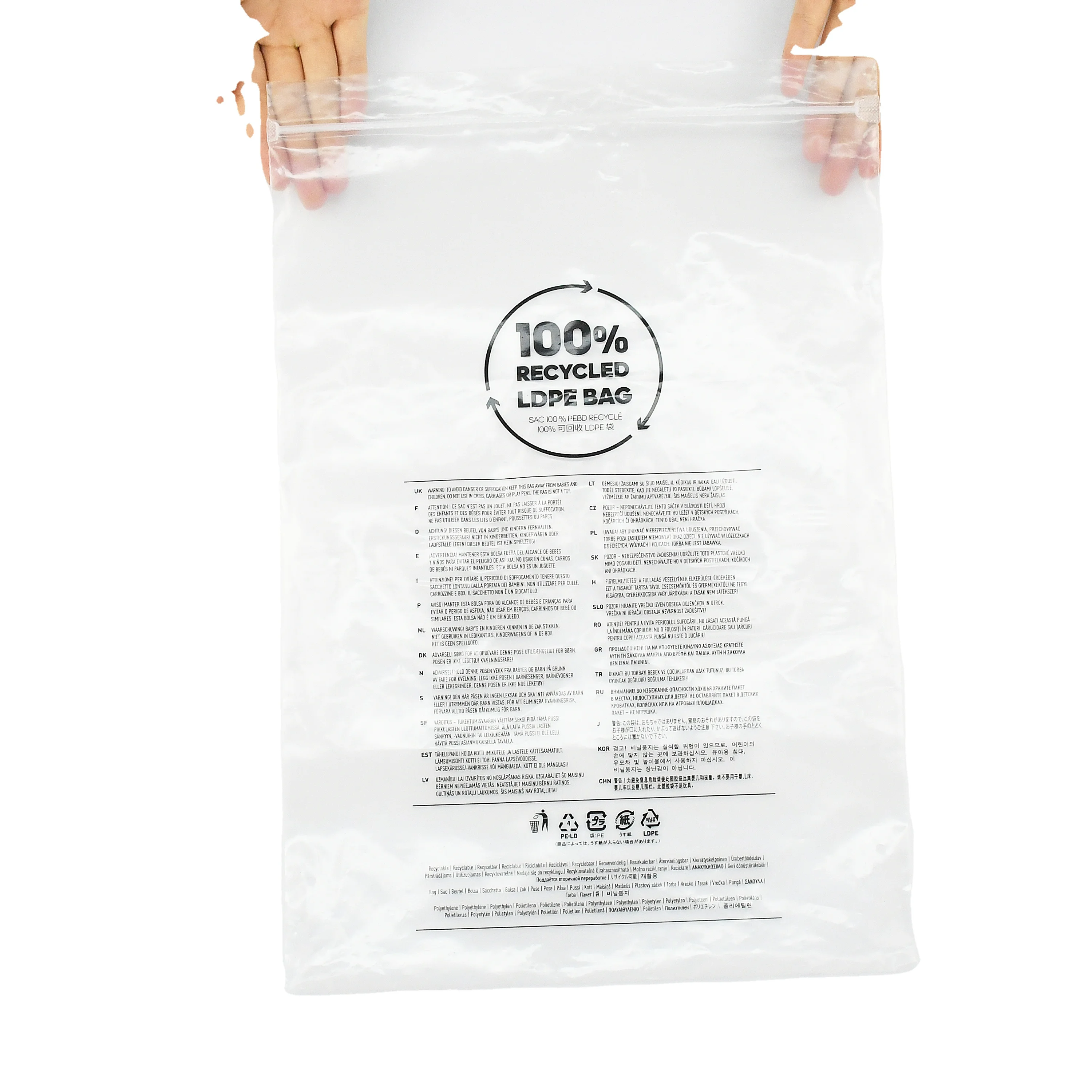 xiahong GRS PE Suffocation Bag 6X9 , 8X10 , 9X12 , 11X14 Clear OPP PE Plastic Self Seal Bags with Suffocation Warning