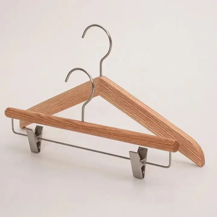 Custom Logo Clothing Shop Luxury Clothing Hanger Non Slip With Clip Kids Adult Wood Hanger for Clothes