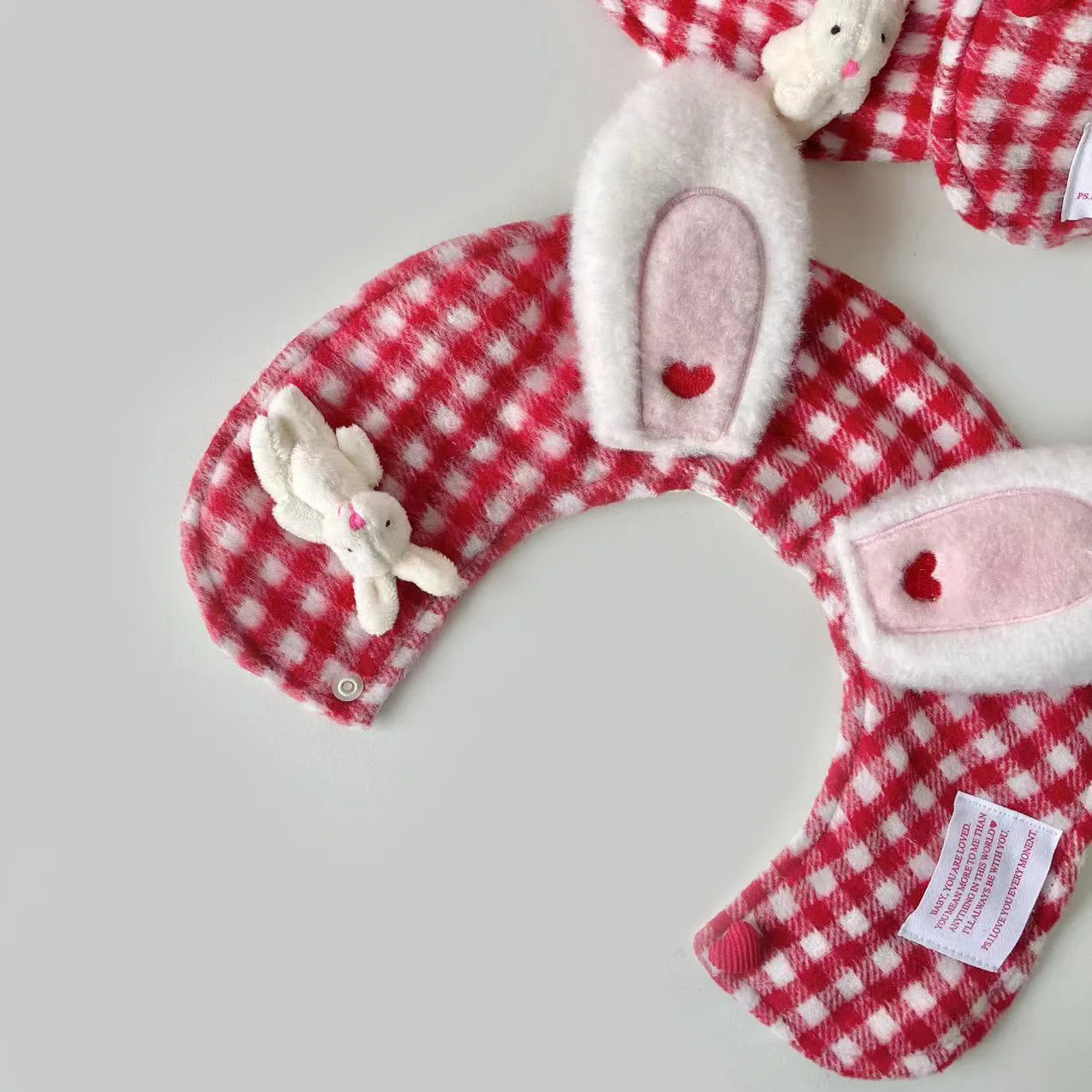 Wholesale Korean INS pet decoration cute plaid rabbit pet cape cet scarf plush dog cloak