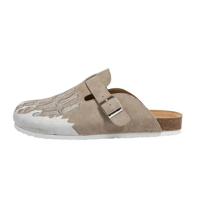 Wholesale Slippers Unisex Size 35-47 Suede Leather Cork Pu Sole Anti Slippery Men Women Mule Clog