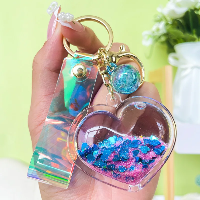 BSBH Cheap Price Custom Keychain Liquid Charms Glitter Floating Keychain For Car Key Ring Bag Wristlet Girl Fashion Keychains