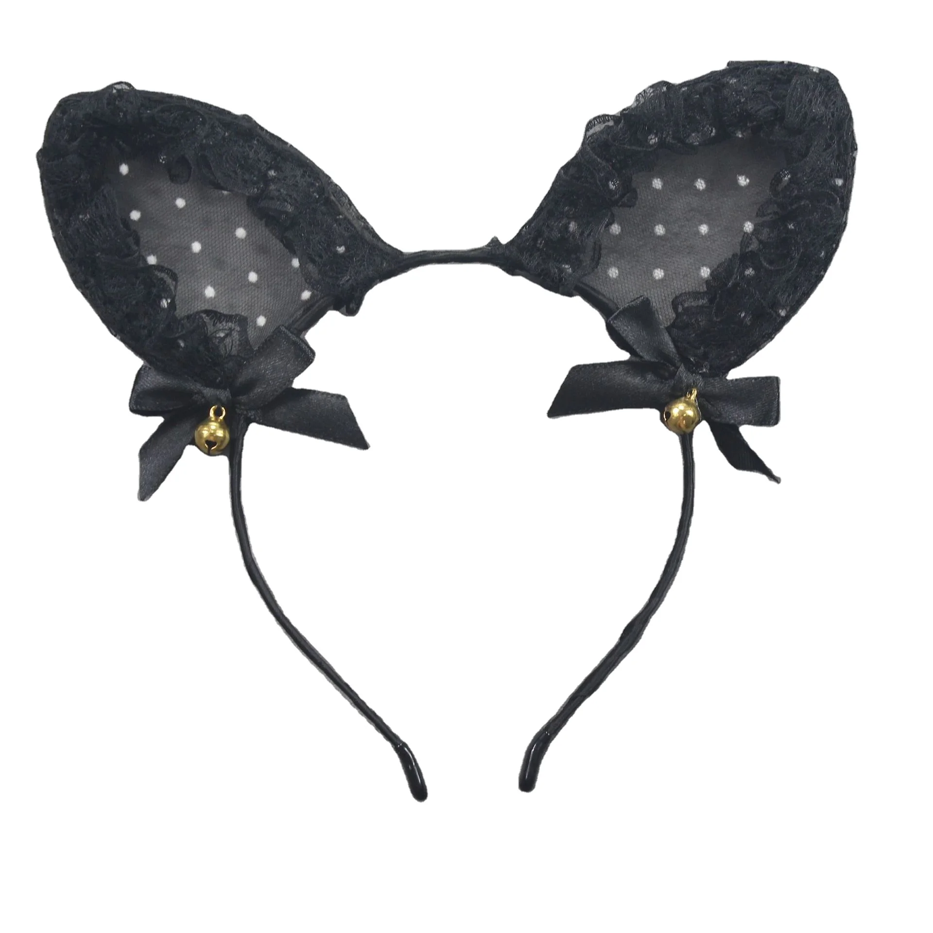 Cat ears rabbit ears lace bell veil night club king party European and American popular headband performance hair accessories