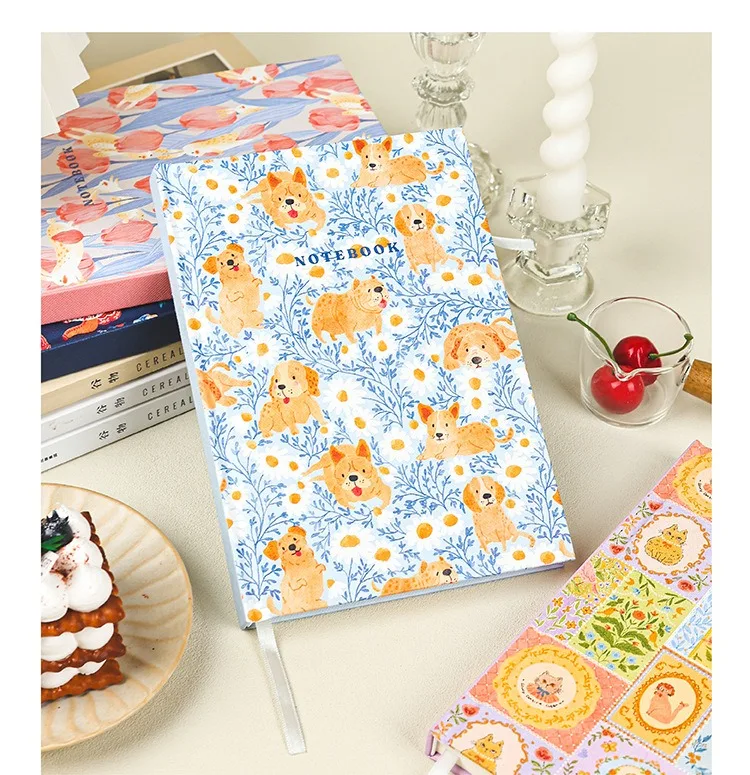 Customizable A5/A4 Soft Paper PU Leather Hard Cover Gold Foil Pastoral Style Flower Grain Design B5 Size Notebooks and Diary