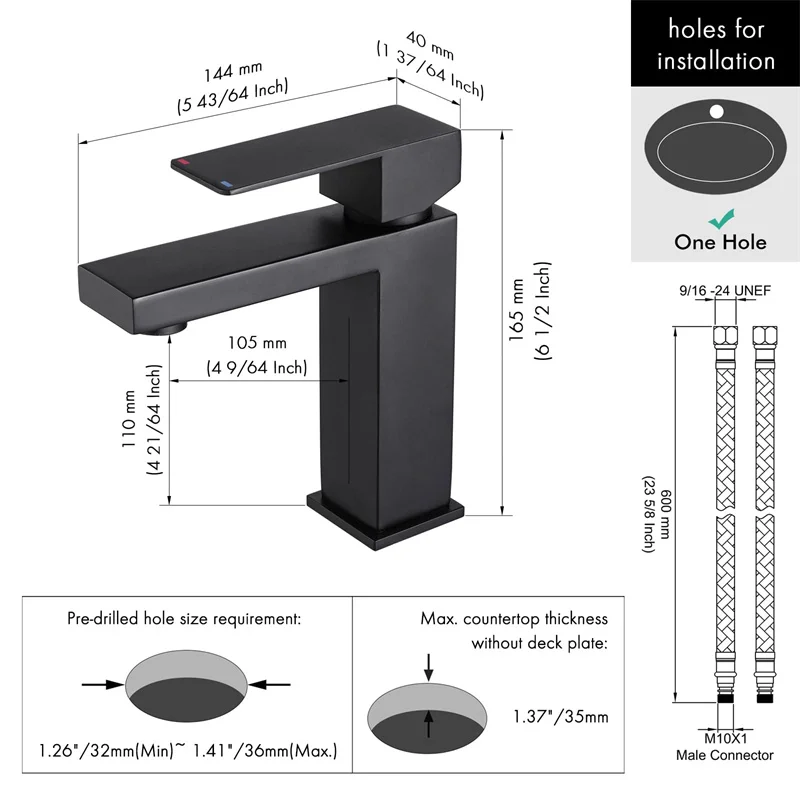 Regular Matt Black Single Handle Stainless Steel Lavatory Faucet cUPC Certified Vanity Faucet Bathroom Sink Faucet