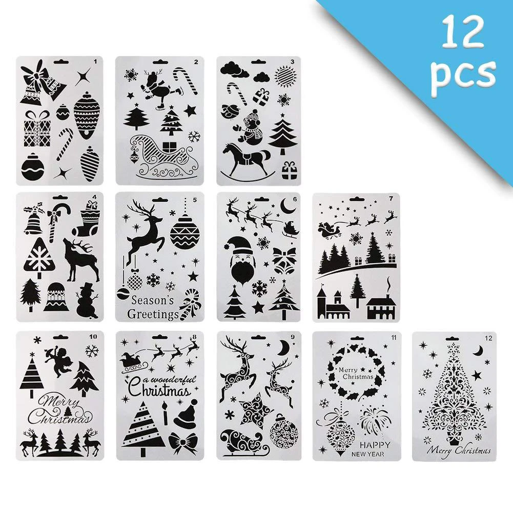 Christmas multifunction drafting tools notebook drawing stencils PET journal template painting stencil