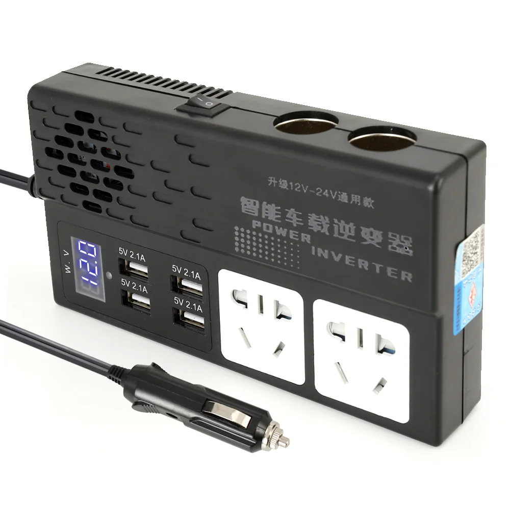 Factory directly sell 250W Car Power Inverter input 12V 24V To Output 220V intelligent inverter