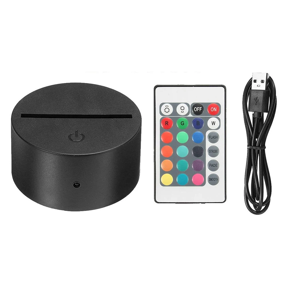Remote Control 16Colors Touch LED Night Light acrylic 3d illusion led lamp base with USB Cable