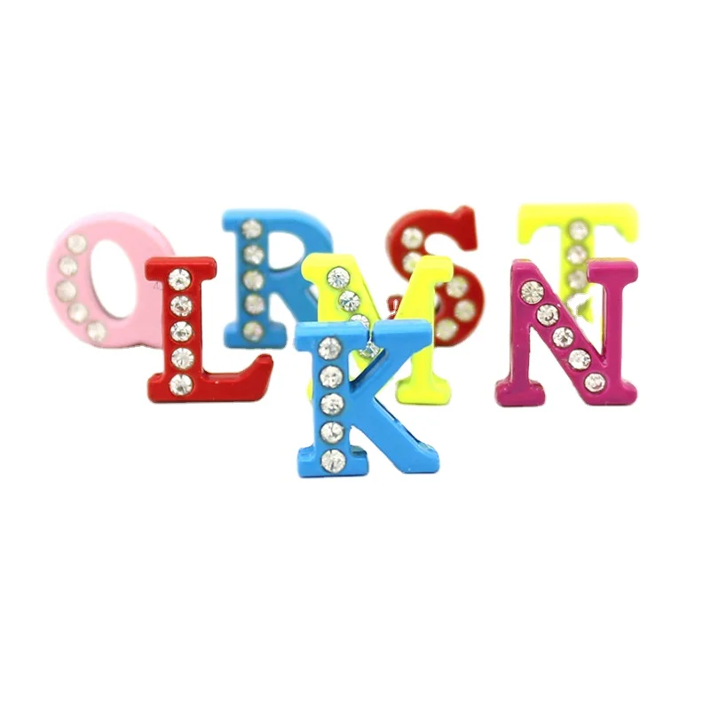 8mm Colorful Half Rhinestone Slide Letters Sliding Letter for DIY Bracelet Making Accessories