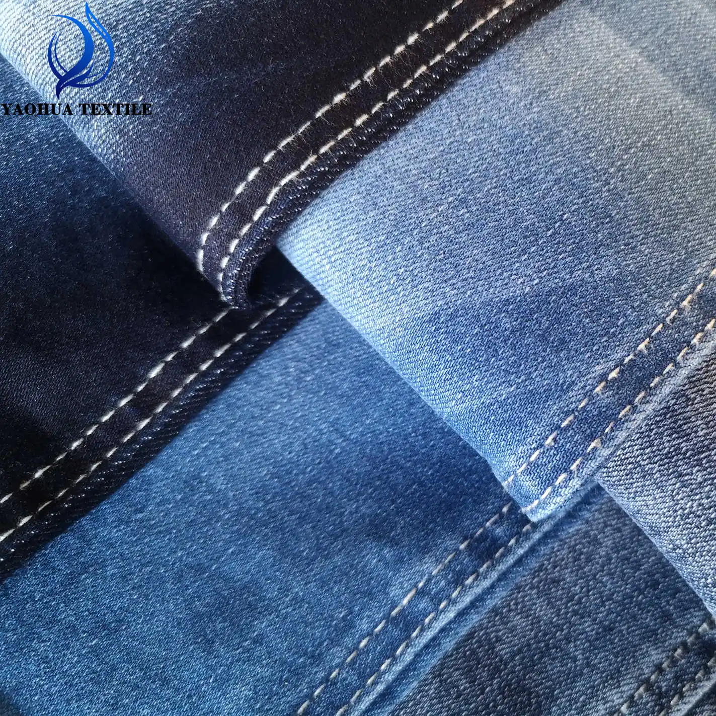 2202 Soft super stretch double core twill woven cotton lycra slub Sanforizing denim fabric for jeans garment
