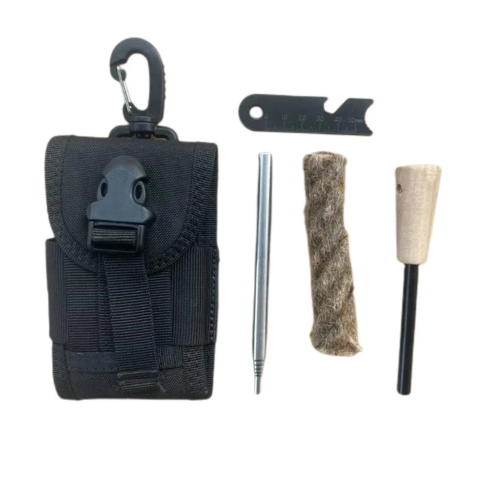 KongBo  Bushcraft Natural Tinder Fire Starter Rod Jute Rope Wax Survival Multi Tool Camping Backpacking Waterproof Hiking Gears