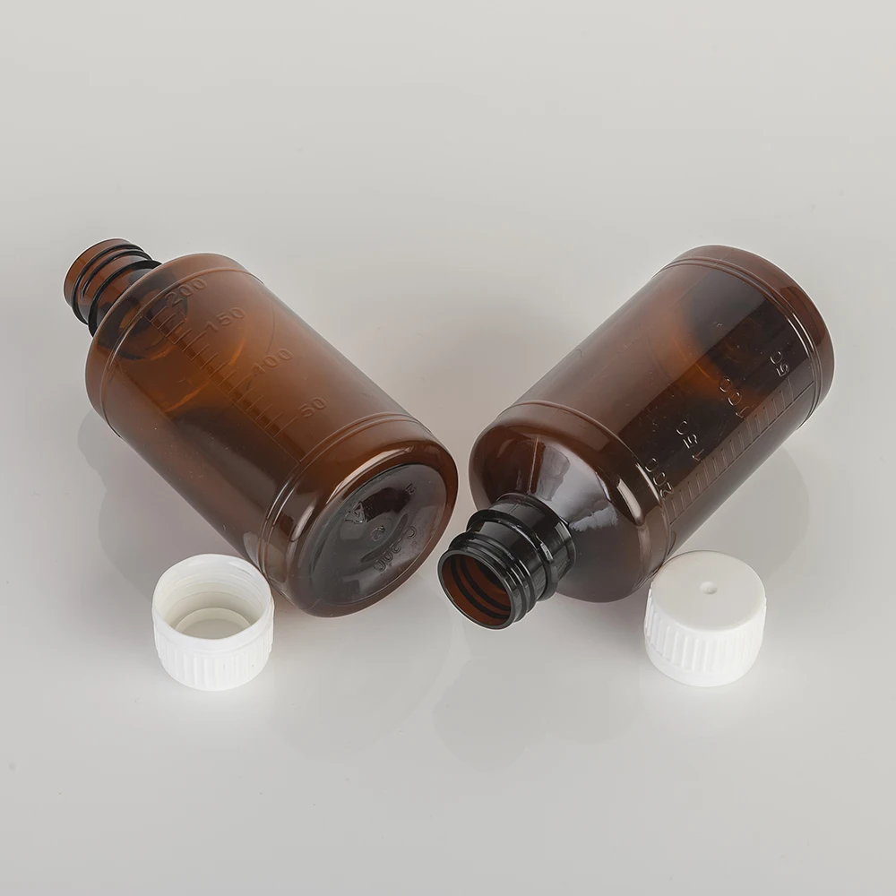 100ml, 120ml, 150ml, 3OZ, 5OZ amber black transparent cough syrup liquid round bottle medicine plastic bottle with screw cap