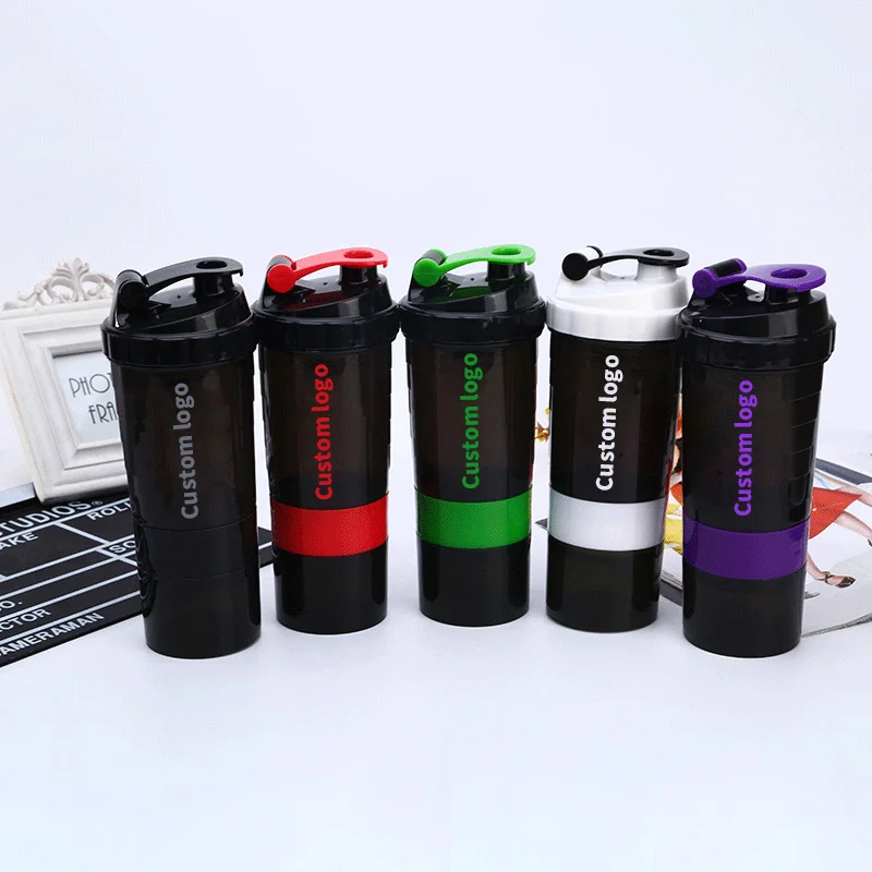 Wholesale custom logo 24 ounce 500ml plastic sport gym fitness protein spider blender shaker bottle with storage