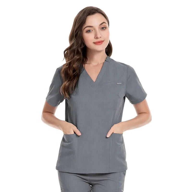 oem logo nurse uniforms for women men scrubs suits v neck short sleeve doctor hospital uniform sets top jogger pants scrubs