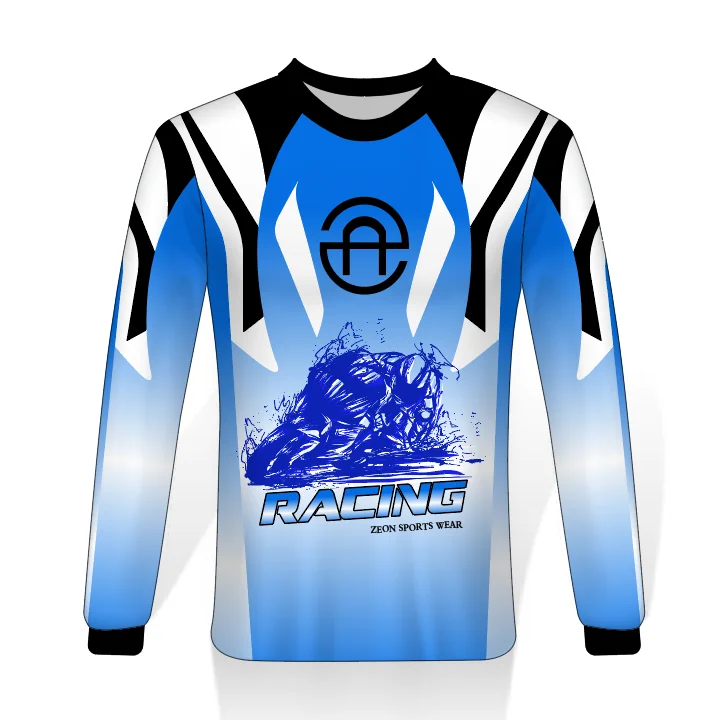 fashionable customized cool blue design sublimation motocross gear kids adult jersey