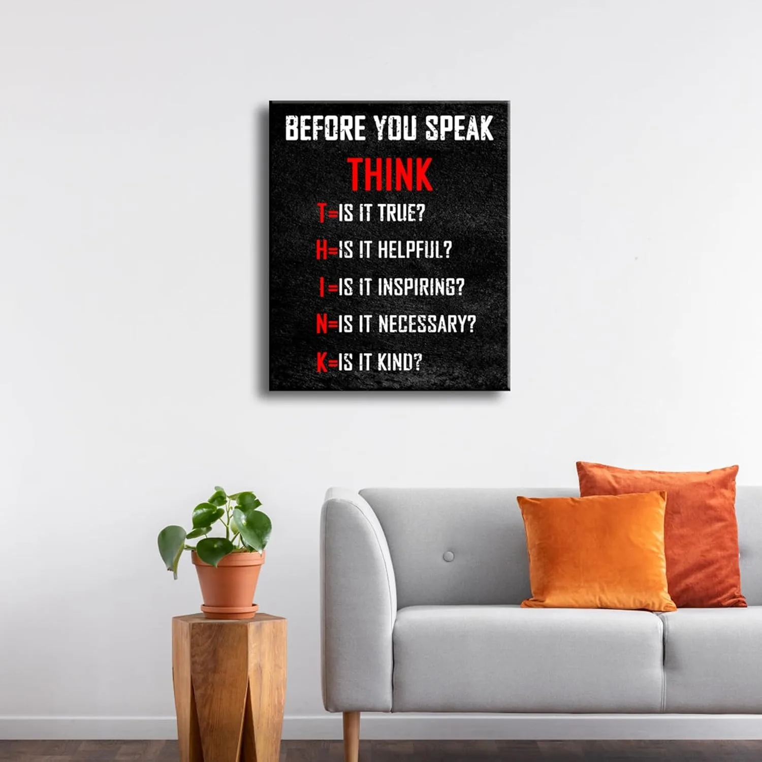 BIGIMAGE Modern Canvas Prints Wall Art Motivational Think You Speak Poster with Positive Quotes for Classroom Office Living Room