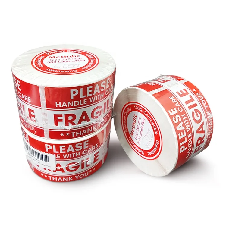 Free Sample 2X3 Inch Fragile Label Fragile Sticker Labels Fragile Warning Label