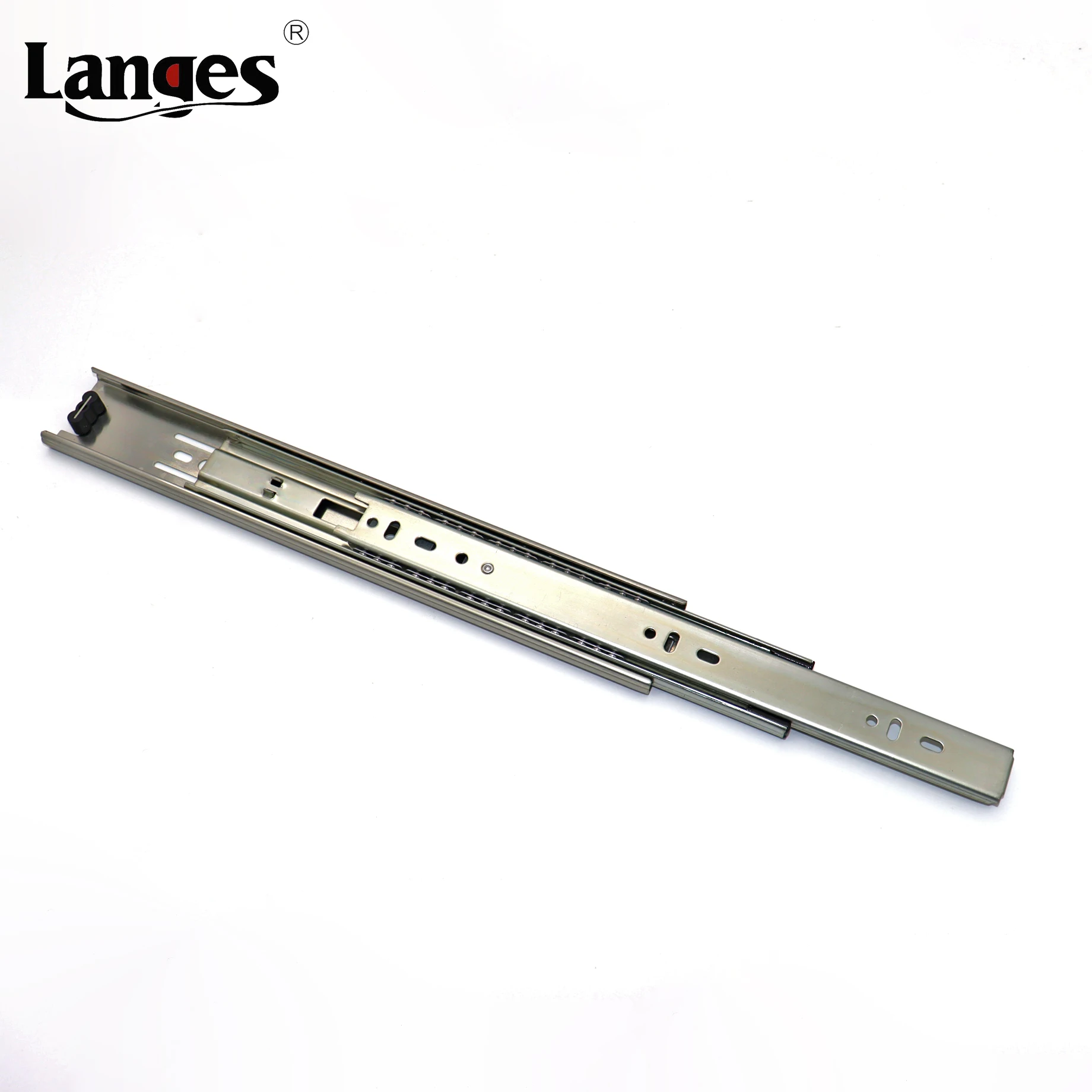 Side Mount Full Extension Rubber Buffer Steel 100 LB Capacity Ball Bearing Drawer Slides