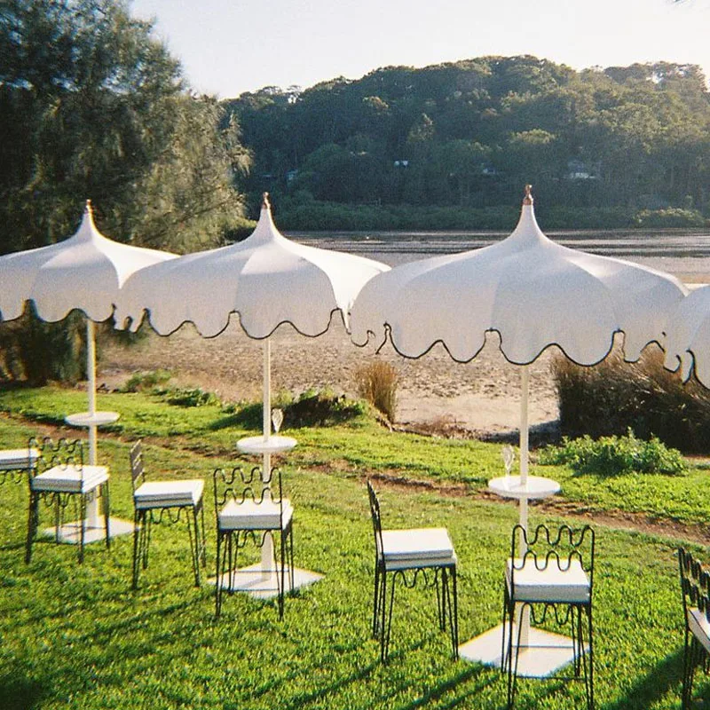 BR Luxury Outdoor Big Size White Pagoda Garden Umbrellas Aluminum Pole Large Patio Parasol for Poolside Resort Patio Market Yard